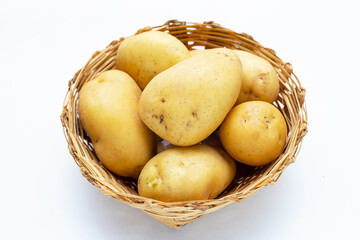 Raw potatoes isolated on white background