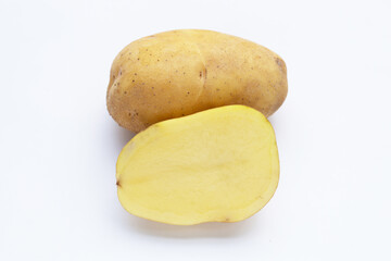Raw potatoes isolated on white background