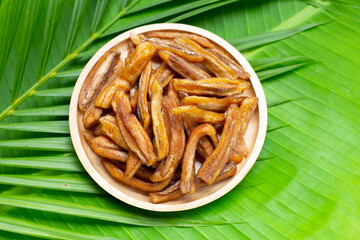 Sun dried banana. Fruit snack