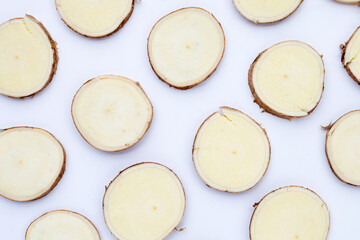Cassava on a white background.