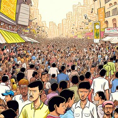 MUMBAI, INDIA JANUARY 6, 2014 Huge Crowd in India's largest City, Mumbai