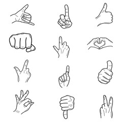 Fototapeta premium Doodle set of hand gestures