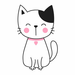 Cute doodle cat. Hand drawn illustration. Character for kid.