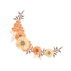 Orange Watercolor Flower Arrangement