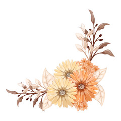 Orange Watercolor Flower Arrangement
