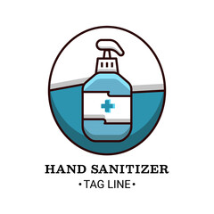 Hand Sanitizer Bottle Vector Illustration, Bacterial And Virus Sanitizer For Hands, Suitable For Logo Design
