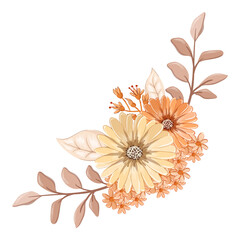 Orange Watercolor Flower Arrangement