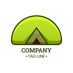 Camping Logo Design With Circle Vector Shape