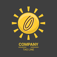 Sun Vector Logo Design With Circle In Center And Gray Background