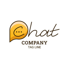 Chat Logo Design With C Letter Shape Vector