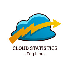 Cloud With Business Concept Vector Statistical Logo Design