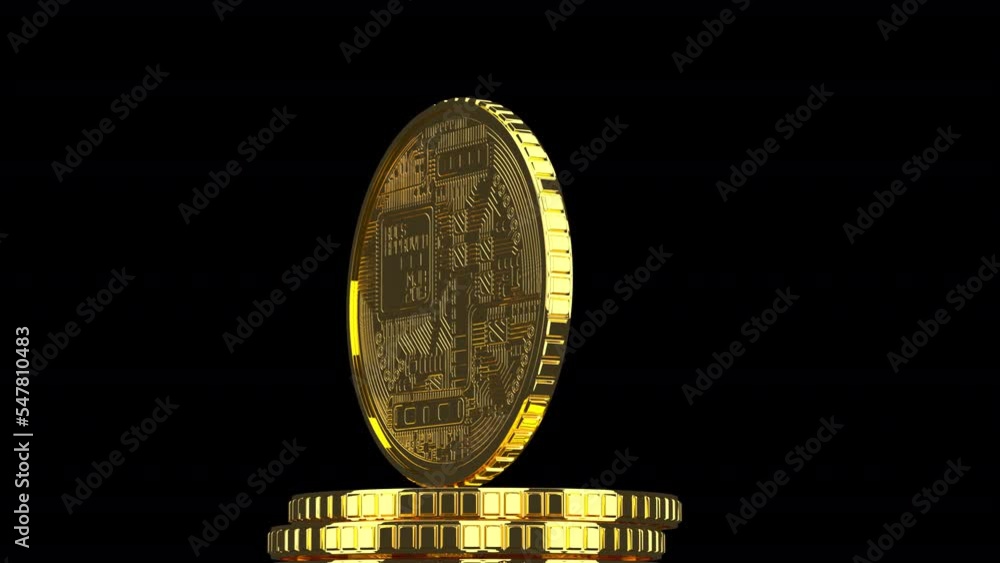 Poster a lot of bitcoin crypto currency gold bitcoin btc bit coin falling loop animation. blockchain techno