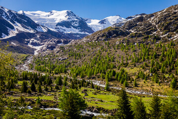 Gran Paradiso snowcapped mountain landscape: Italian alps in Northern Italy