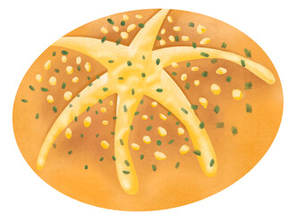 Garlic cream cheese bread. fresh baked. sweet  and dessert element clip art. vector illustration.