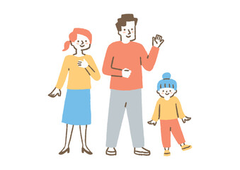 楽しそうな3人家族_色