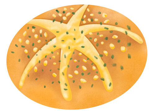 recommend clip art: Garlic cream cheese bread. fresh baked. sweet  and dessert element clip art. vector illustration.