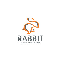 Creative rabbit line art logo design