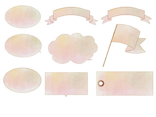 (水彩画風)吹き出しセット　ピンクversion