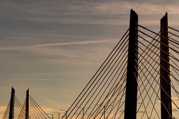Top of Tilikum Bridge in Portland, Oregon in the morning 
