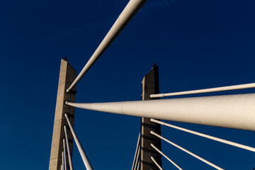 Closeup shot of suspension beams on bridge