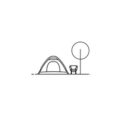 illustration vector graphic of camping Lineart perfect for logo, icon, design, and coloring book 