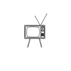 illustration vector graphic of retro television line art perfect for logo, icon, design, and coloring book 