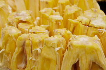Close-up view of fresh ripe jackfruit sliced