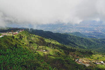High view from Phu Thap Boek Mountain  Phetchabun Province, Thailand. Cold weather, high mountains and thick fog.