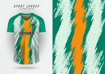 Background mockup for sports jerseys, jerseys, running jerseys, brush pattern, three vertical stripes in green tones.