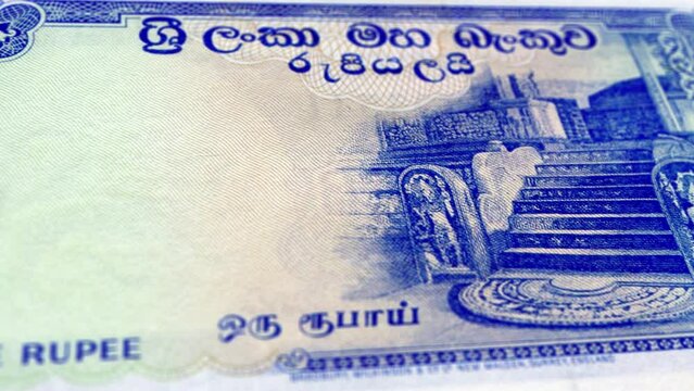 Sri Lanka Sri Lankan Rupee 1 Banknotes, One Sri Lankan Rupee, Close-up and macro view of the Sri Lankan Rupee, Tracking and Dolly Shots 1 Sri Lankan Rupee banknote Observe and Reserve Side, Sri Lankan