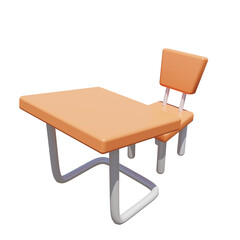 School Desk 3D Rendering