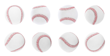 Set with baseball balls on white background. Banner design