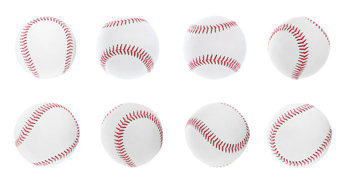 Set with baseball balls on white background. Banner design