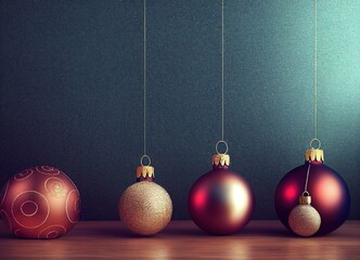 christmas balls on a blue background