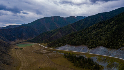 Altai mountain landscape from a bird's-eye view.