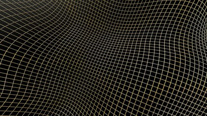 Fototapeta premium Gold mathematical geometric grid line wave under black-white background. Concept 3D CG of sports technology, strategic ideas and intellectual analysis of operations.