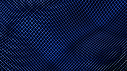 Metallic blue mathematical geometric grid line wave under black-white background. Concept 3D CG of sports technology, strategic ideas and intellectual analysis of operations.