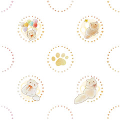 かわいい猫達のパターン素材(背景・壁紙・ラッピングなどに使える)