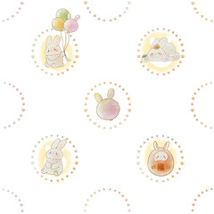 かわいいうさぎモチーフのパターン素材(背景・壁紙・ラッピングなどに使える)