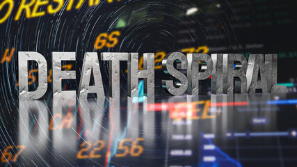 The death spiral  metal text on business background  3d rendering