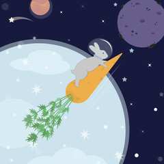 Bunny in space. card 
