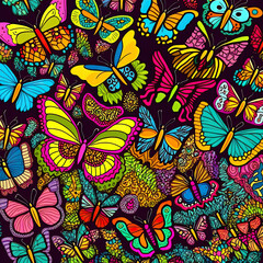 Fototapeta na wymiar Doodle colorfull illustration of nice butterflies