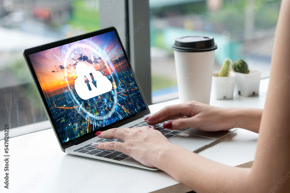 Poster cloud computing software for modish remote work and personal data storage