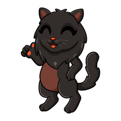 Cute black persian cat cartoon giving thumbs up