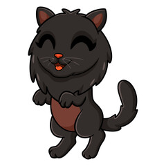 Cute black persian cat cartoon standing