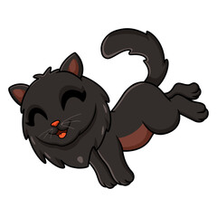 Cute black persian cat cartoon jumping