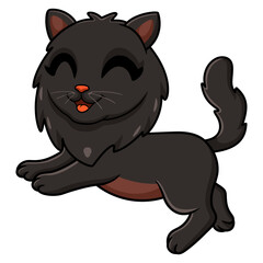 Cute black persian cat cartoon posing