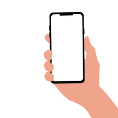  Hand Holding Black Smartphone Swipe  vector 