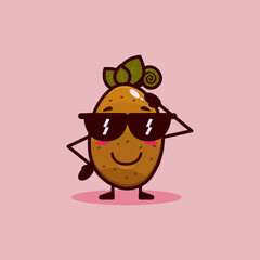 Cute potato cartoon character isolated on cream background