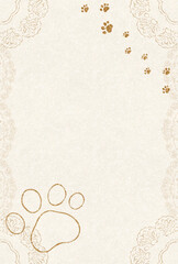 かわいい猫の肉球のレトロ風メッセージカード